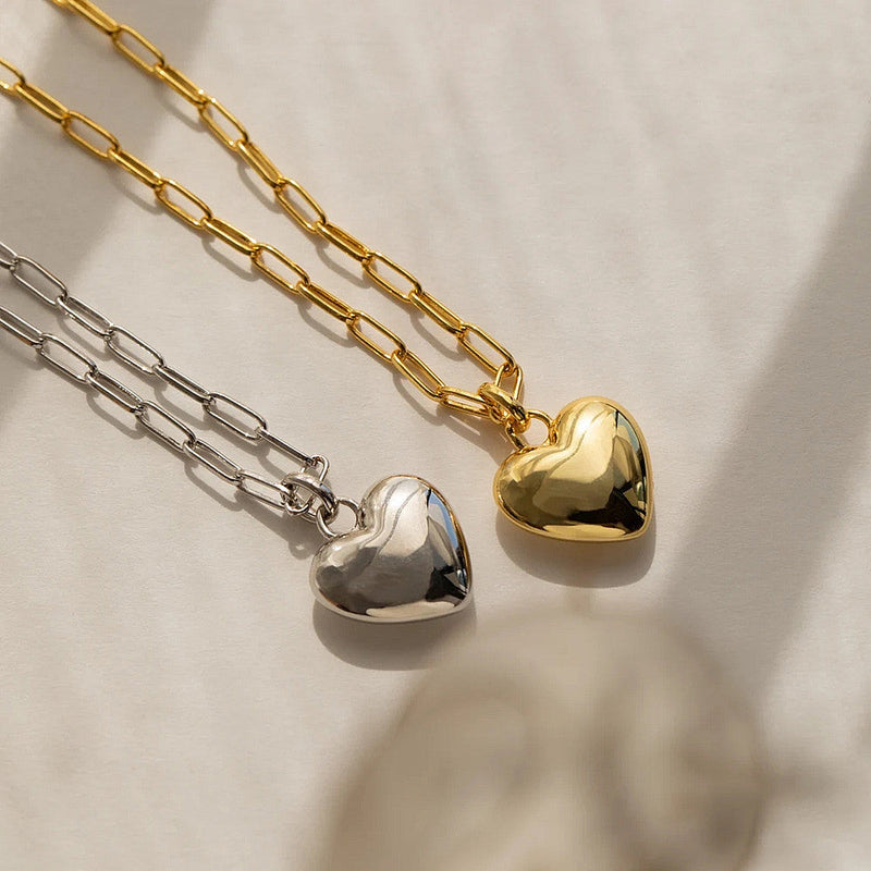 Vintage Gold Heart Charm Necklace