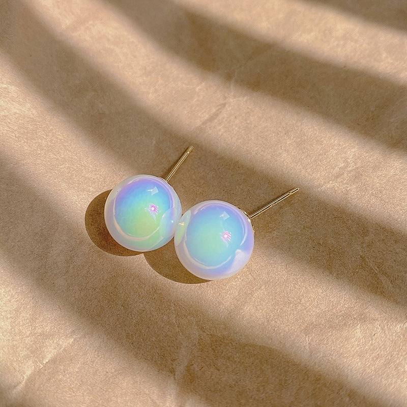 Colorful Mermaid Color Round Pearl Earrings