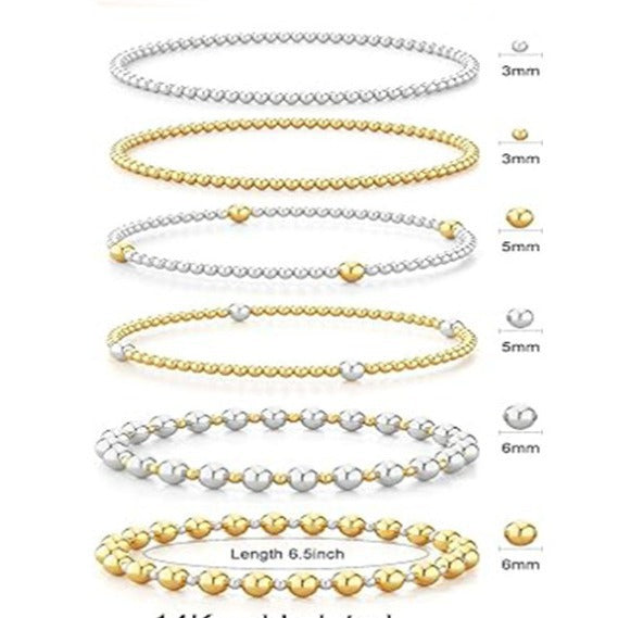 Metallic Bead Ethnic Style Handmade Beaded Bracelet Set