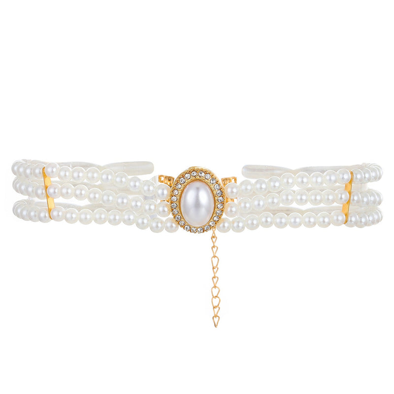 White Three Layer Pearl Bead Necklace