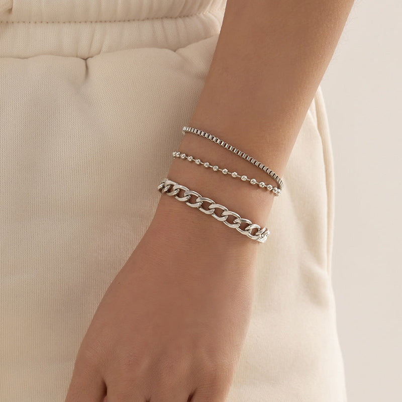 Hip Hop Punk Chain Bracelet Set