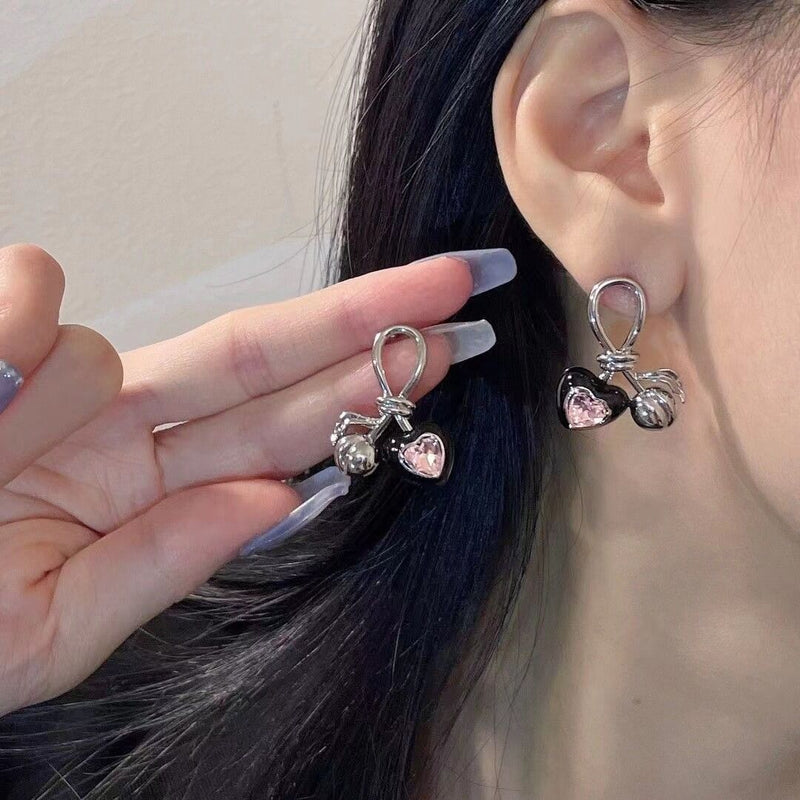 Pink Stone Cherry Earrings