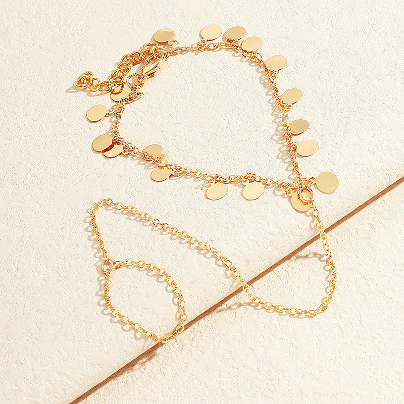 Disc Coin Pendant Layer Ankle Chain