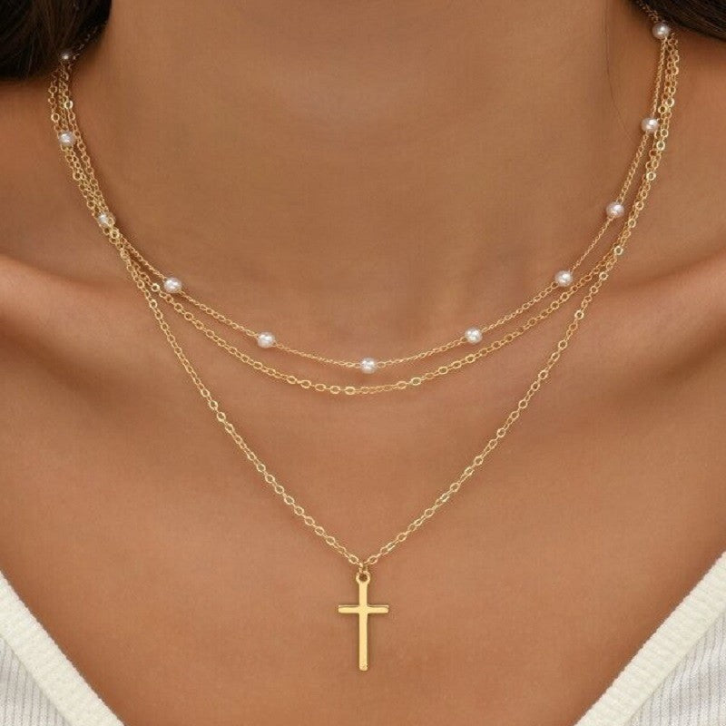 Pearl Pendant Multi-layer Necklace Stylish Women