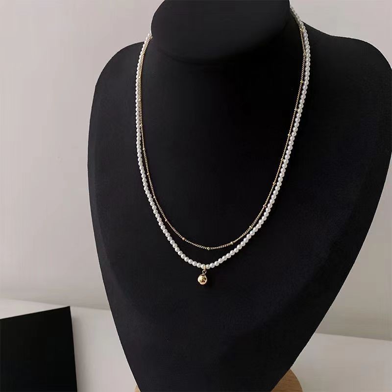 Stacked Pearl Necklaces White Pearl Beaded Necklace