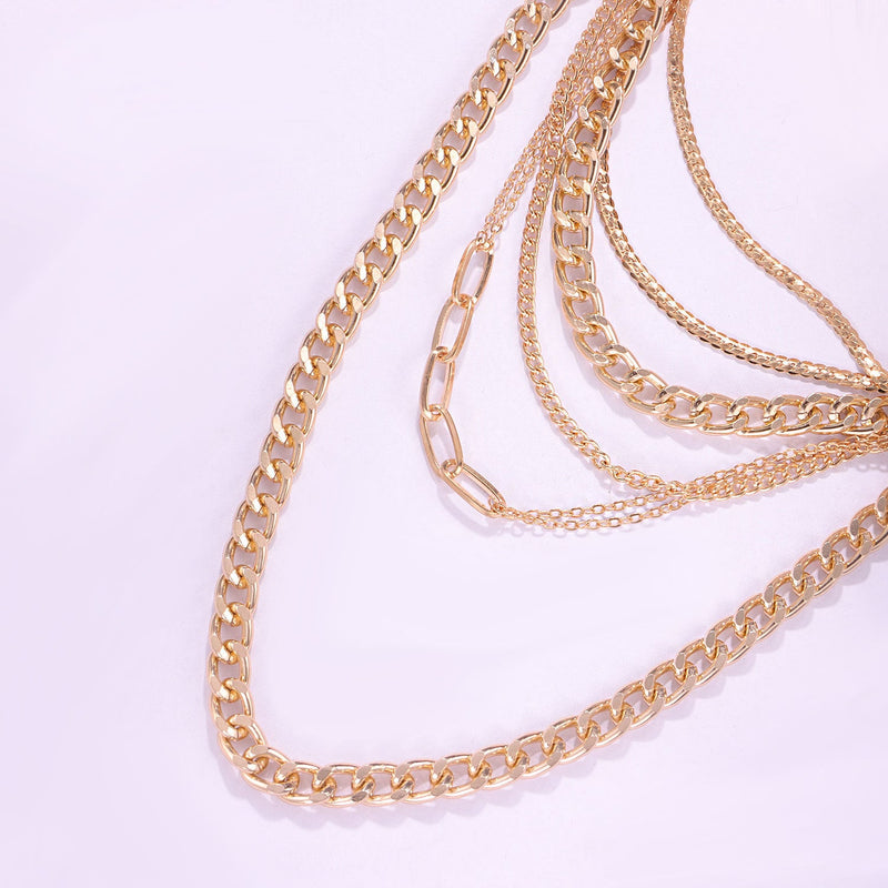 Cute Layered Chain Choker Necklace Set