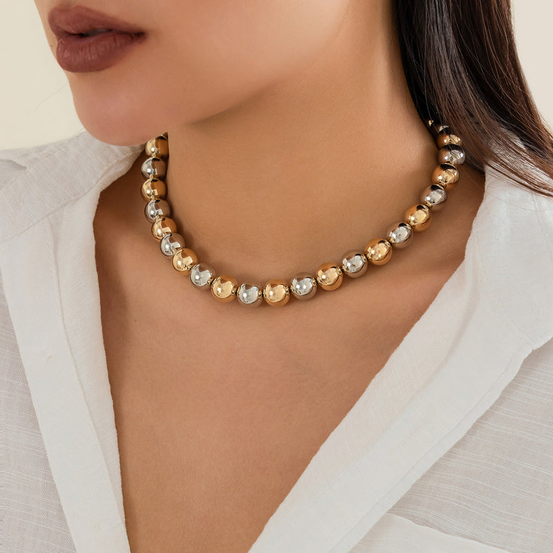 Women CCB Beads Imitation Pearl Collar Choker Necklace