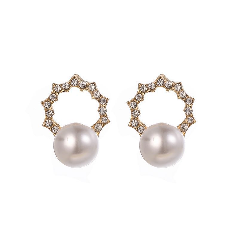 Rhinestone Pearl Stud Earrings