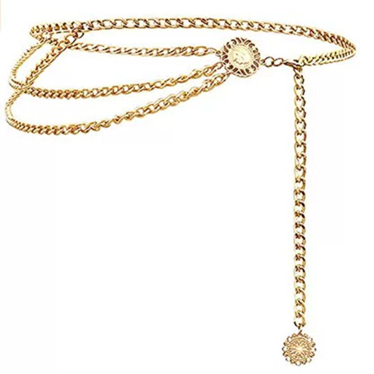 Layered Hollowed-Out Coin Belly Chain Bikini Belt Chain Gold Coin Tassels Waist Body Jewelry