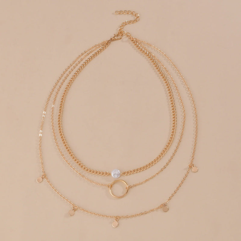 Boho Multilayered Pearl Pendant Necklace
