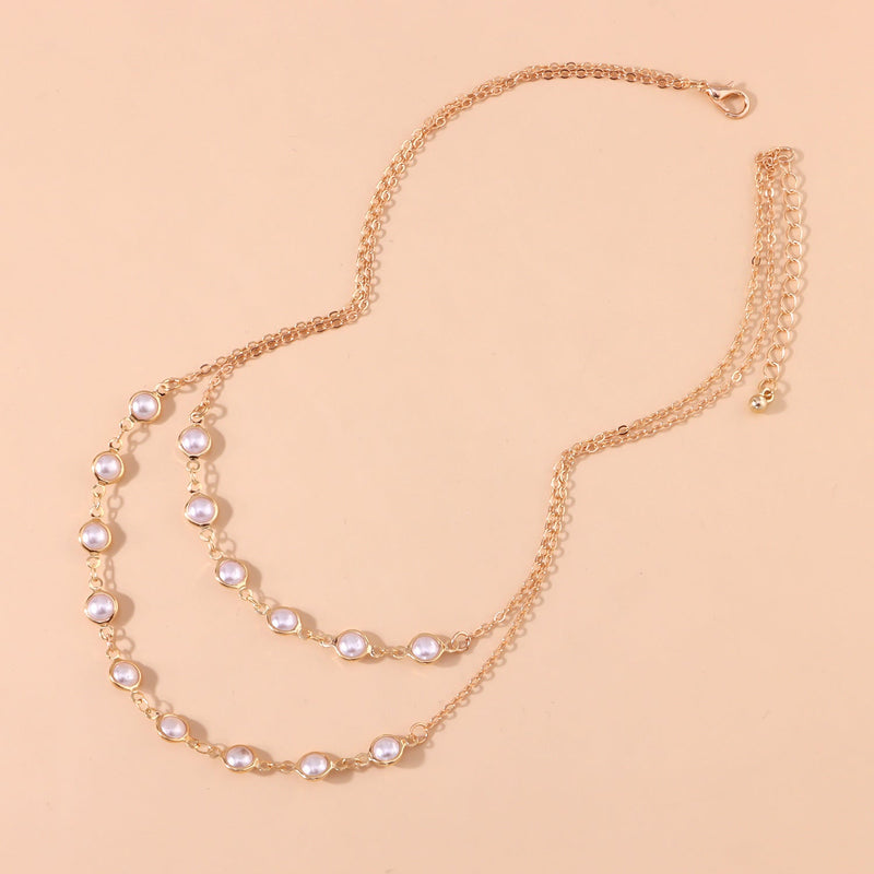 Double Layer Pearl Chain Necklace