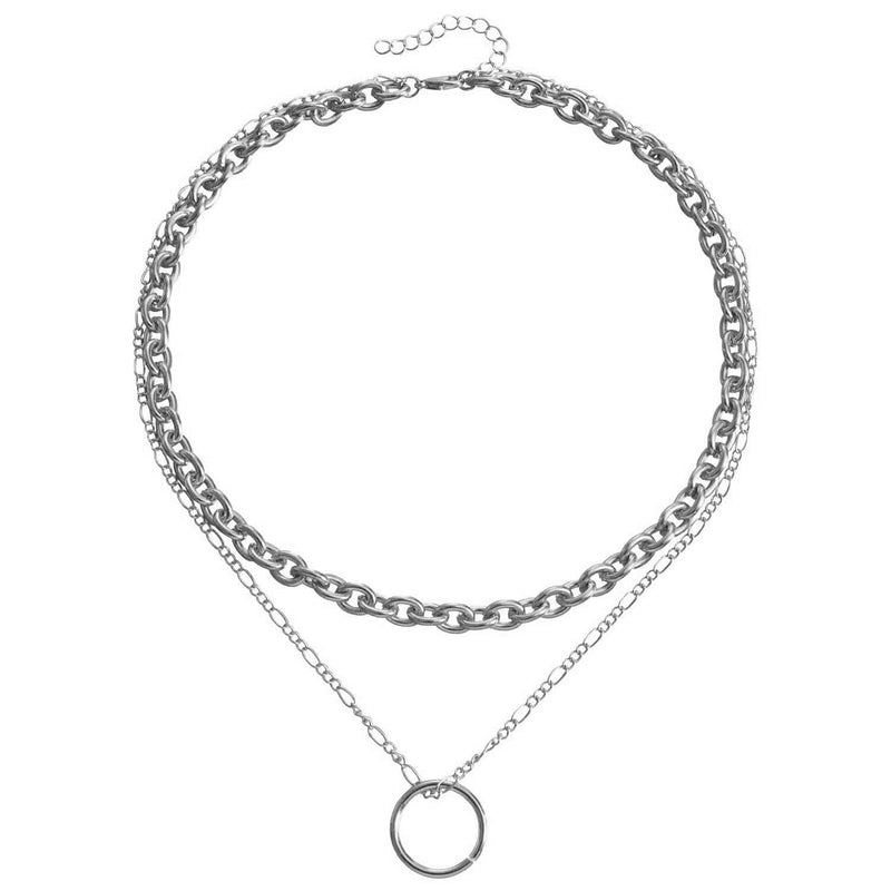 Thick Chain Necklace Women Circle Pendant