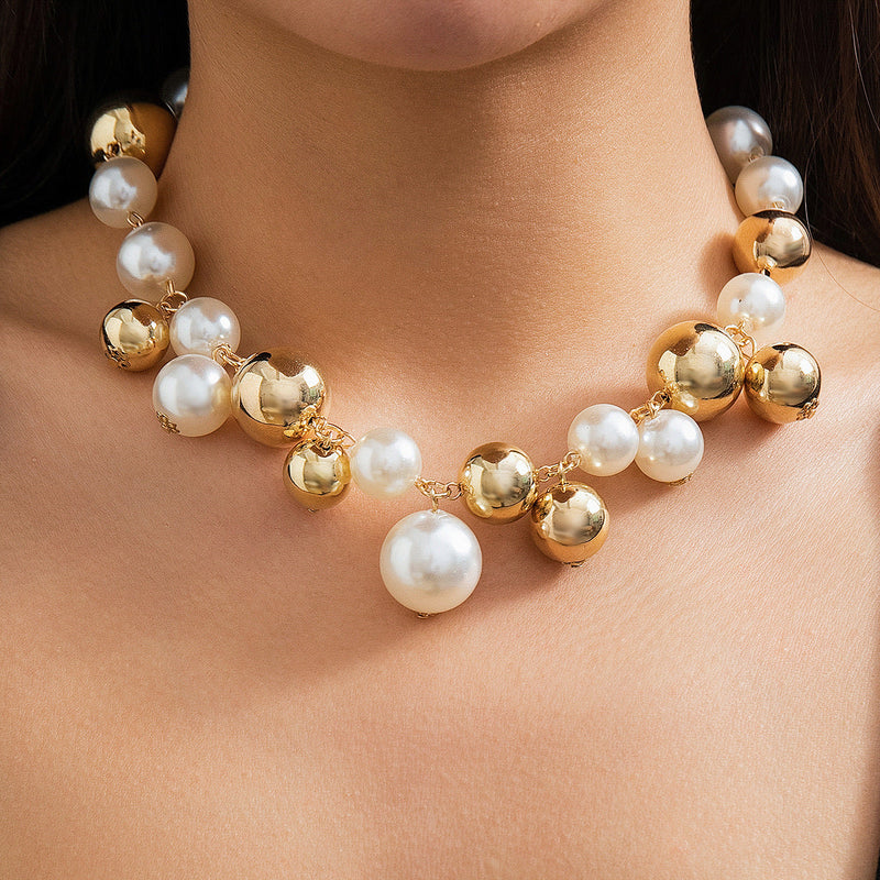 Chunky Choker Necklace Pearl Statement Necklace