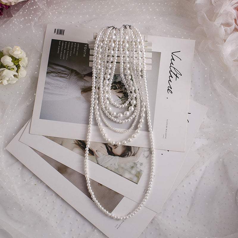 Six-layer Pearl Necklace Wedding Bride Pearl Necklace