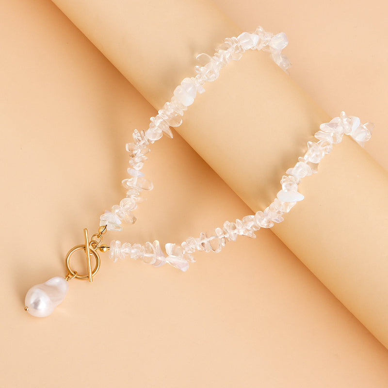 Natural Irregular transparent Stone Necklace