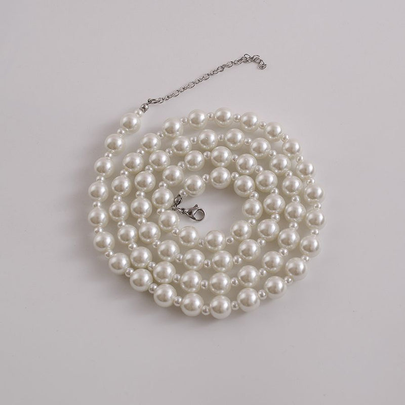 White Glass Pearl Beaded Necklace Wedding Bride