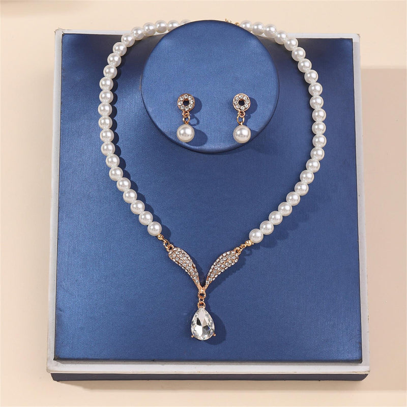 Lady Pearl Jewelry Sets Necklace Earrings Wedding Jewelry Sets
