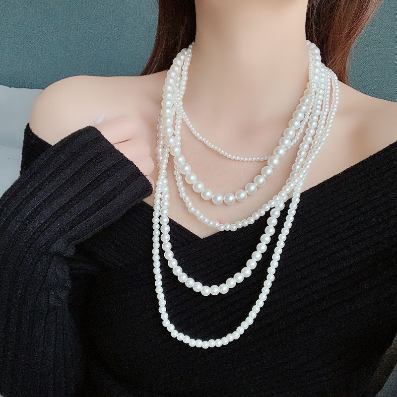 Multi-layered Pearl Beaded Necklace