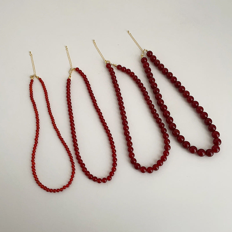Red Glass Beaded Necklace
