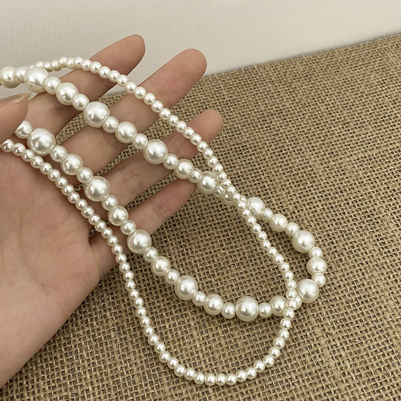 Handmade Beaded Jewelry Artificial layer Round Pearl Necklace