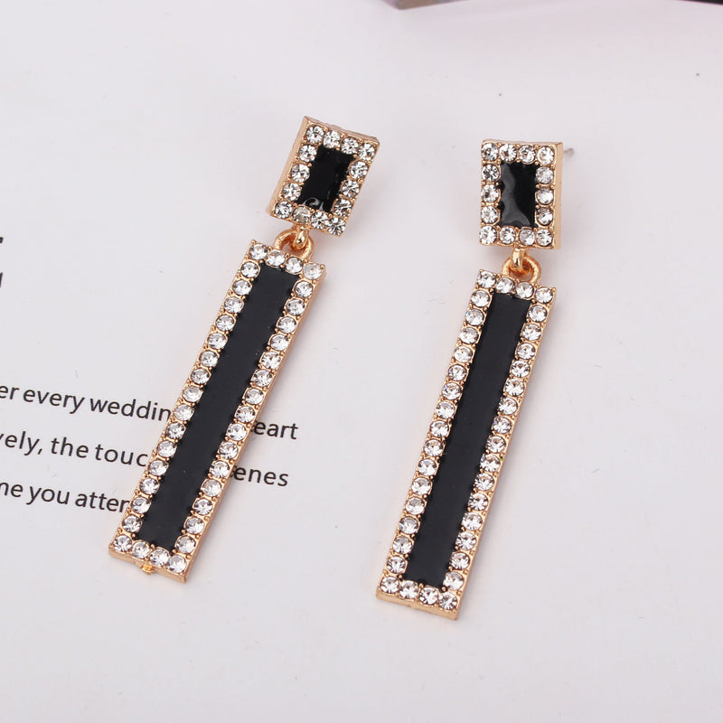 Geometric Long Earrings Rhinestone Women