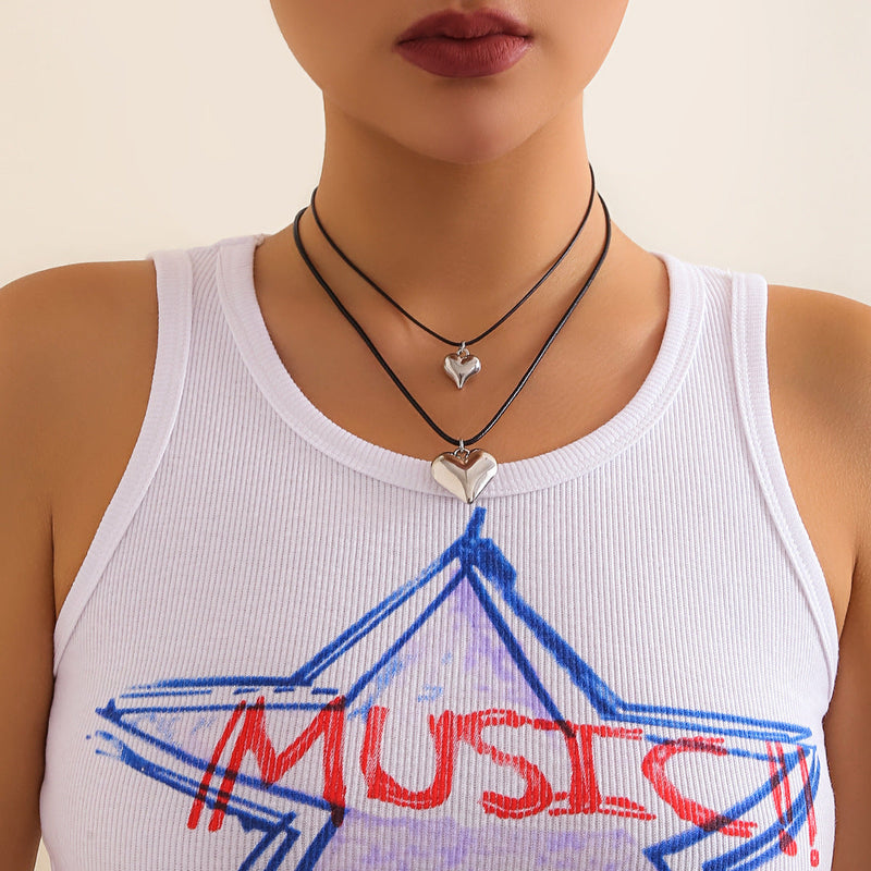 Big Peach Heart Pendant Necklace