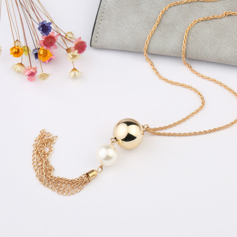 Long Pearl Tassel Pendant Necklaces for Women