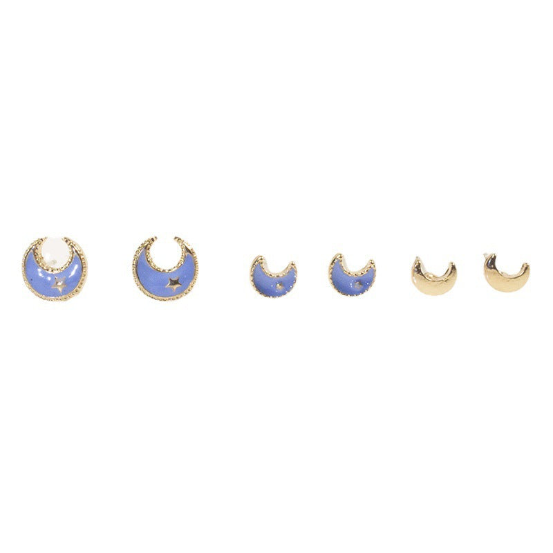 Star Moon Stud Earrings Set
