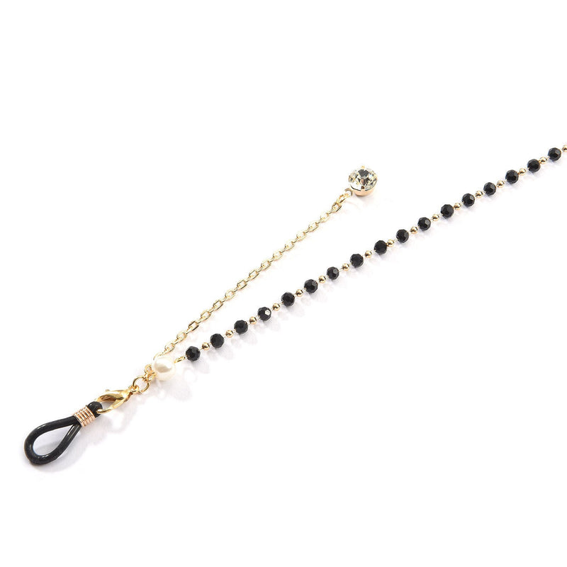 Black Beads Gold Eyeglass Lanyard Hold Straps