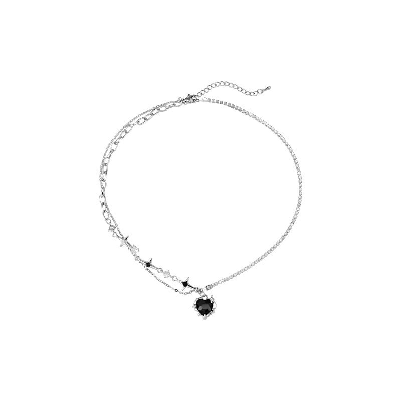 Love Star Rhinestone Chain Necklace Women