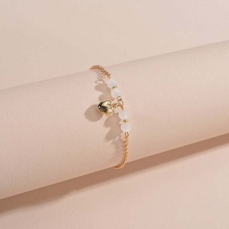 Summer Anklets Chain Beach Vacation Heart Pearl Anklets Jewelry