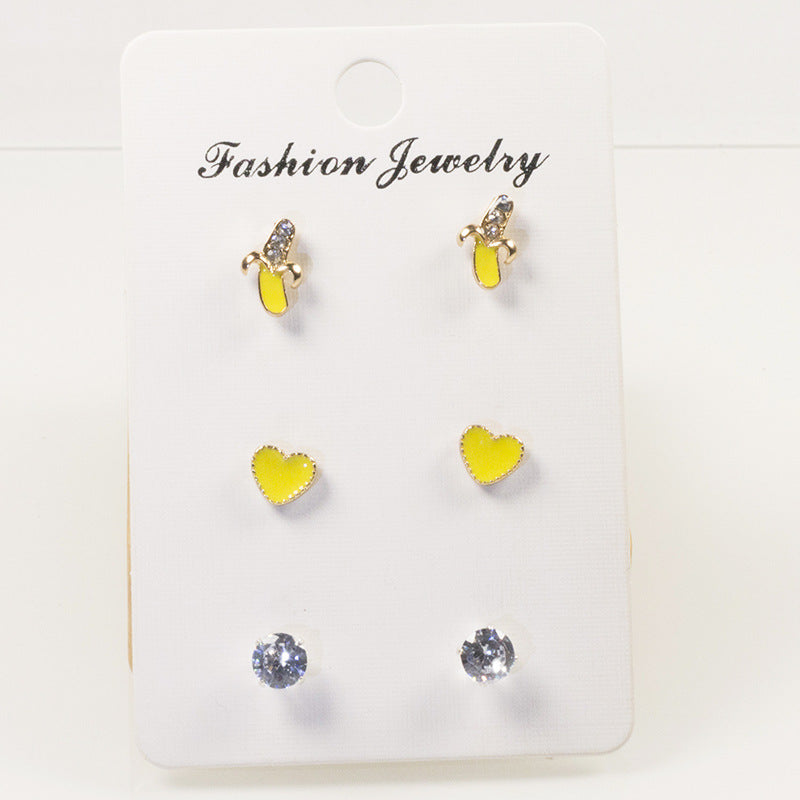Banana love stud earrings set