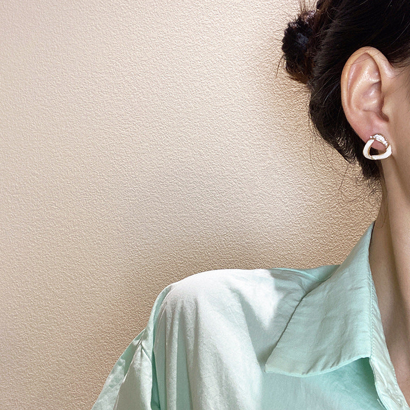 Triangle White Rhinestone Earrings