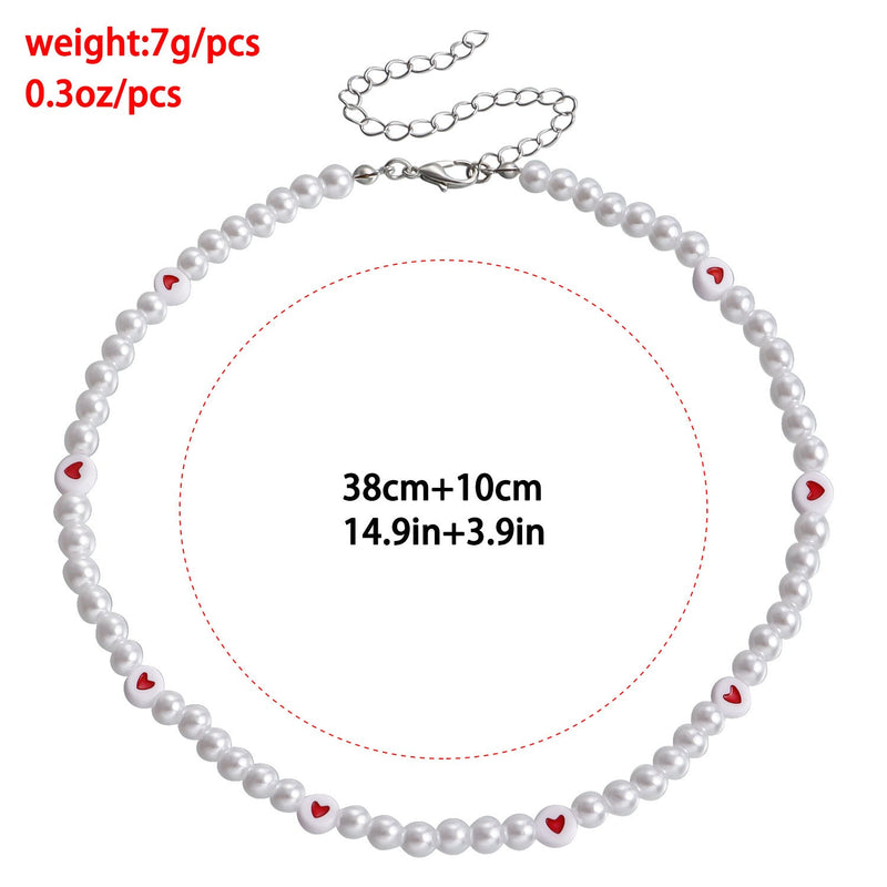 Love Imitation Pearl Necklace Beaded Clavicle Chain