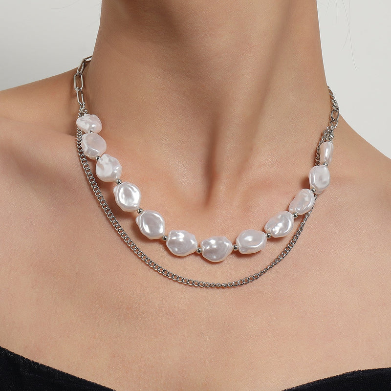 Double Layers Irregular Pearl Necklace