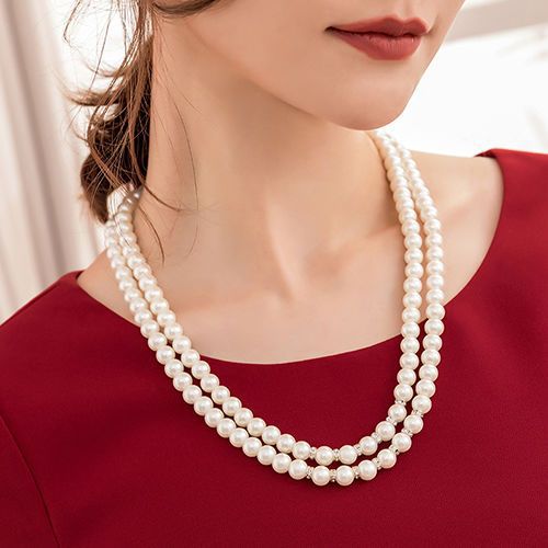 Multi Layered Faux Pearl Necklace Wedding Bride Necklace