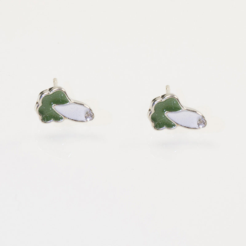Enamel green vegetable earring