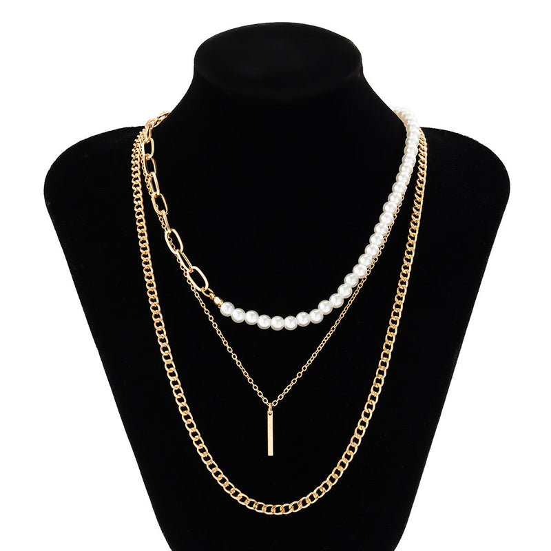 Fashion Multi-layered Chains Pearl Beads Necklaces