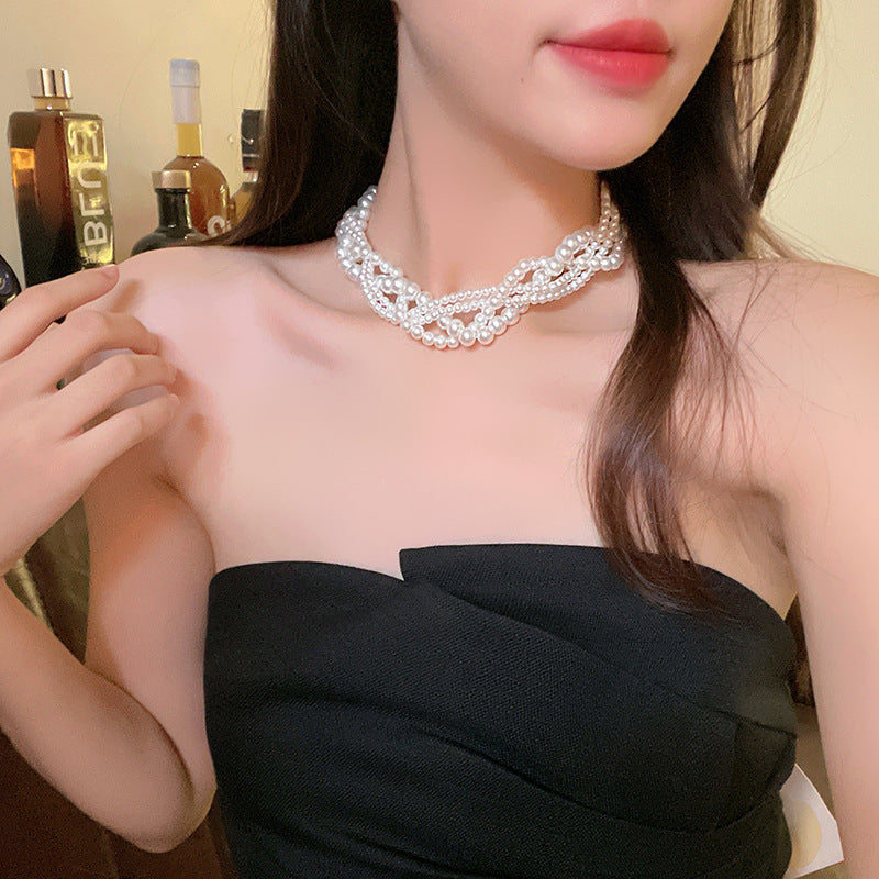 Multi-layer Pearl Necklace for Women Collar Chain Bridals Jewelry