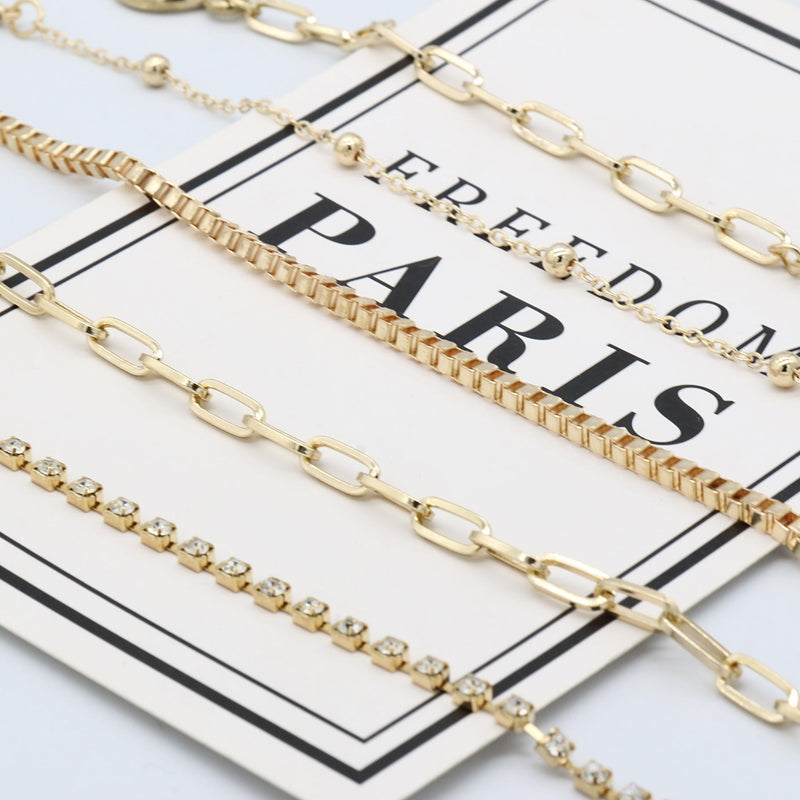 Rectangle Link Chain Bracelet Set