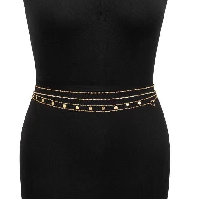 Sexy Fashion Metal Disc Charm Belts Waist Chains
