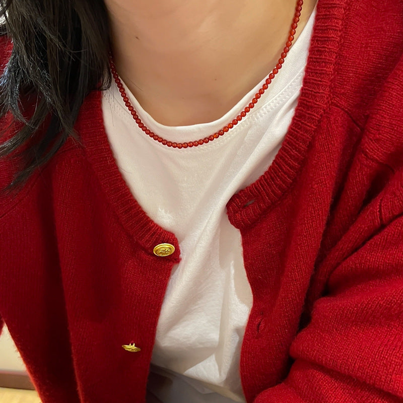 Red Glass Beaded Necklace