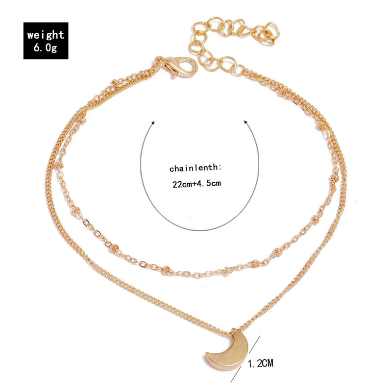 Double Layer moon Charm Chain Ankle Bracelet