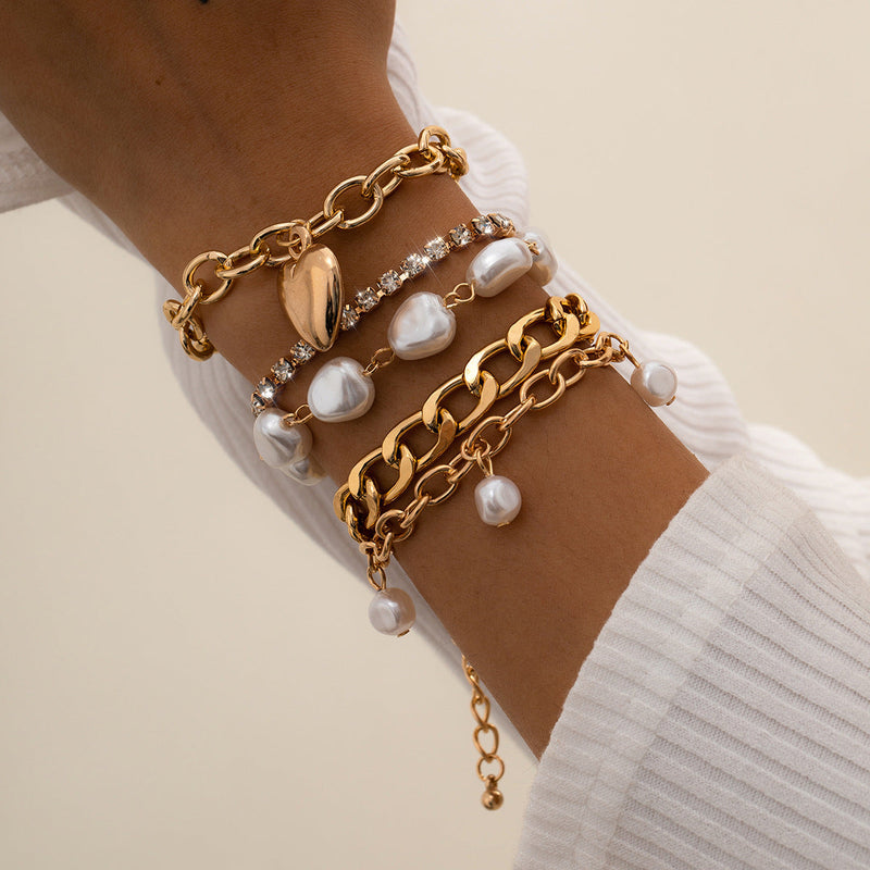 Fashion Curb Cuban Chain Bracelets Set