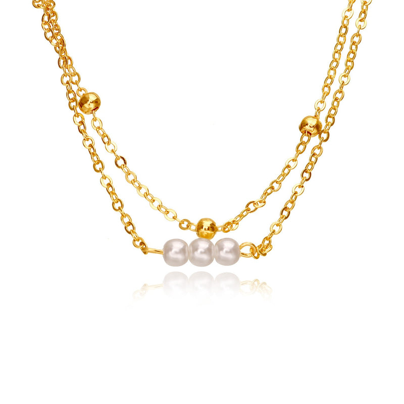 Double Layered Pearl Bead Necklace Jewelry