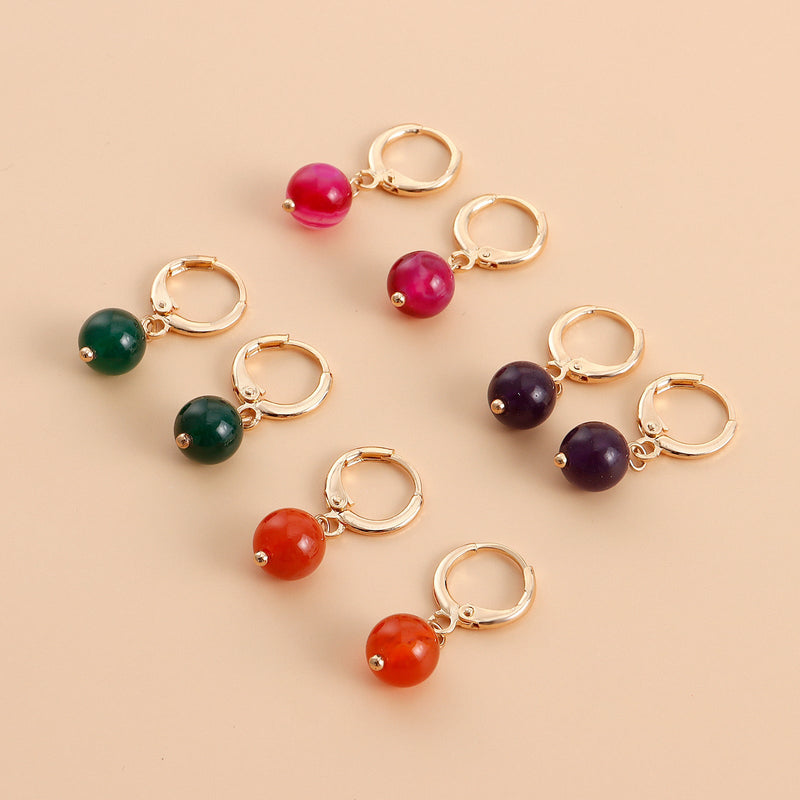 Boho Hoop Earrings Turquoise Charm Drop Earrings