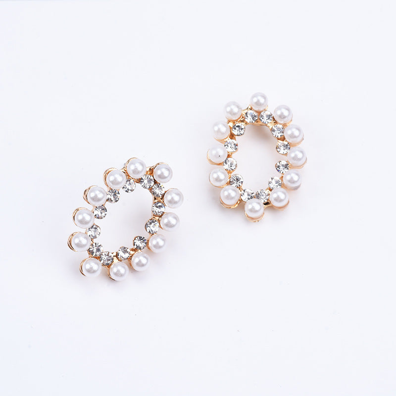 Rhinestone Flower Hoop Earrings