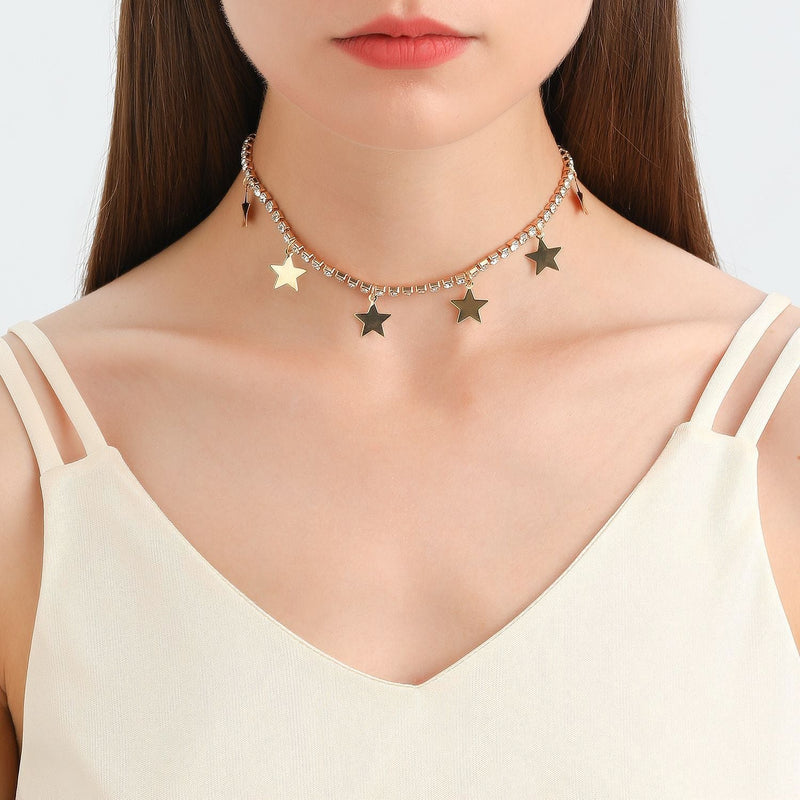 Tennis Chain Necklace Star Charm