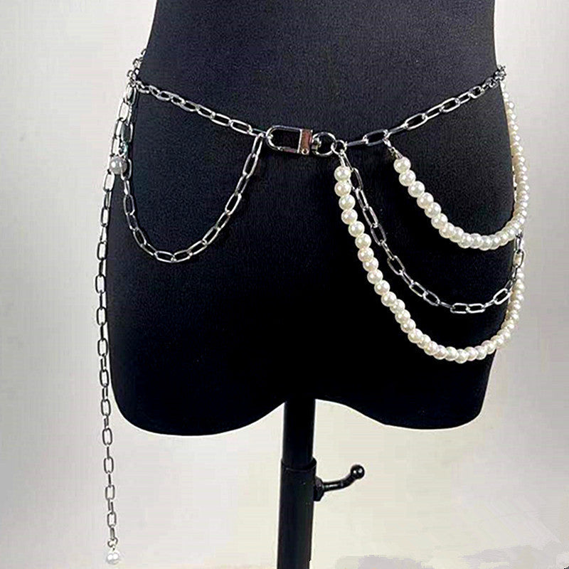 Sexy Waist Chain Imitation Pearl Multi-Layer Beaded Chain Belt