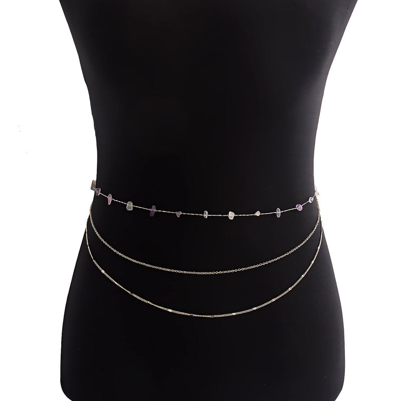 Waist Beads Belly Body Chain Double Layer Rhinestone Chain Jewelry